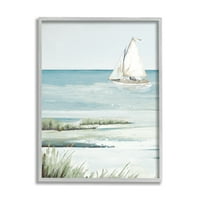 Интри, пловејќи по заливот мек традиционален тревен наутички пејзаж, врамен уметнички отпечатоци