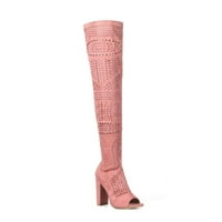 Perforated Design Fahrenheit Women's Perporated Design Peep-Toe High Heel Coots