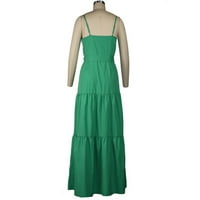 Летни Фустани V-Вратот Секојдневен Печатење Без Ракави Мини Фустан Зелена С