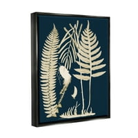 Слупел Индустриски слоевити папрати Ботанички корени Современ апстрактна дизајн Графичка уметност џет црна лебдечка врамена