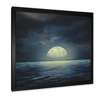DesignArt 'Супер месечина над синото море' Наутички и крајбрежен врамен уметнички принт