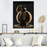 УМЕТНОСТ Дизајнарт Современа Златна Сфера Црнило II Жена Авангарда Врамени Платно Ѕид Уметност во. широко внатре. Високо-Црно