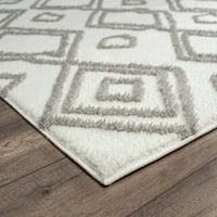 Обединети ткајачи Квинсленд Кахлил Геометриски килим со акцент на Шаг, крем, 1'10 3