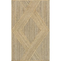 килим на памучна област на памук од памук, 5 '8', природно