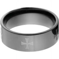 Рамен црн циркониум прстен со ласерски келтски крст