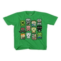 Minecraft Bobble Mobs наредени момчиња со кратки ракави, графичка маица, 2-пакет, големини 4-18