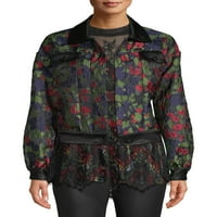 Суи од Ана Суи женски цветна сатен џакард јакна