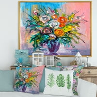 DesignArt 'Букет на живописни обоени цвеќиња, традиционално врамено платно, wallидна уметност печатење